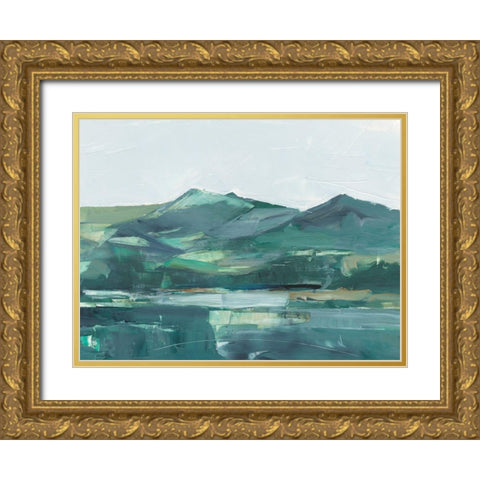 Green Grey Mountains II Gold Ornate Wood Framed Art Print with Double Matting by Harper, Ethan