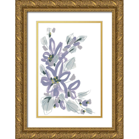 Periwinkle Patch I Gold Ornate Wood Framed Art Print with Double Matting by Vess, June Erica