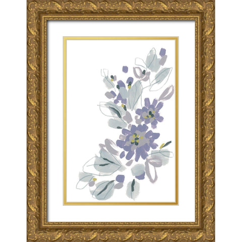 Periwinkle Patch II Gold Ornate Wood Framed Art Print with Double Matting by Vess, June Erica