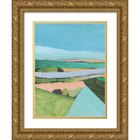 Bright Colored Countryside I Gold Ornate Wood Framed Art Print with Double Matting by Warren, Annie