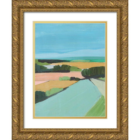 Bright Colored Countryside II Gold Ornate Wood Framed Art Print with Double Matting by Warren, Annie