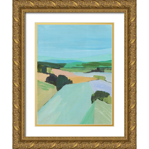 Bright Colored Countryside IV Gold Ornate Wood Framed Art Print with Double Matting by Warren, Annie