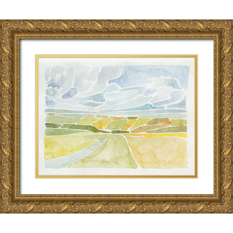 Patchwork Terrain I Gold Ornate Wood Framed Art Print with Double Matting by Barnes, Victoria