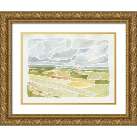 Patchwork Terrain III Gold Ornate Wood Framed Art Print with Double Matting by Barnes, Victoria