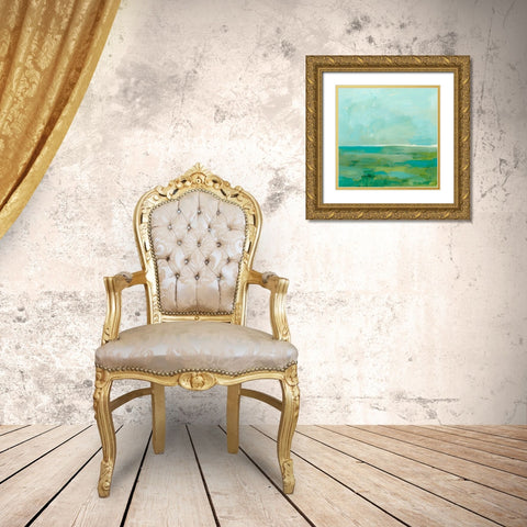 Sea Foam Horizon I Gold Ornate Wood Framed Art Print with Double Matting by Barnes, Victoria