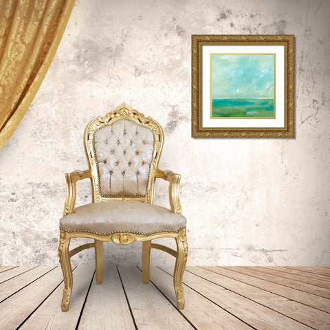 Sea Foam Horizon IV Gold Ornate Wood Framed Art Print with Double Matting by Barnes, Victoria