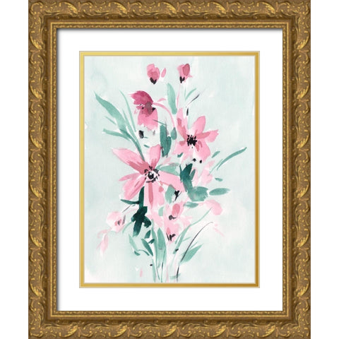 Posy Blooms II Gold Ornate Wood Framed Art Print with Double Matting by Wang, Melissa