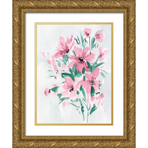 Posy Blooms III Gold Ornate Wood Framed Art Print with Double Matting by Wang, Melissa