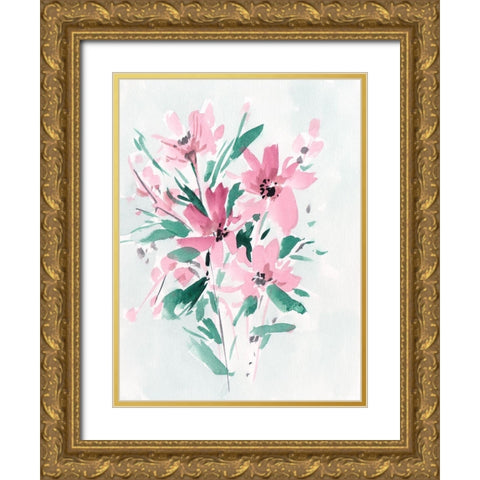 Posy Blooms IV Gold Ornate Wood Framed Art Print with Double Matting by Wang, Melissa