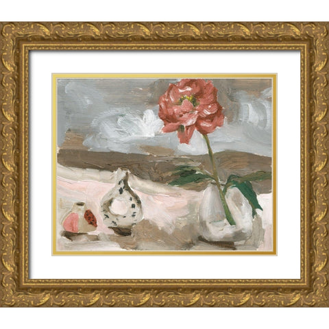 Vase of Pink Flowers IV Gold Ornate Wood Framed Art Print with Double Matting by Wang, Melissa