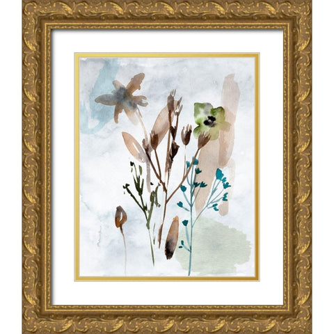 Watercolor Wildflowers II Gold Ornate Wood Framed Art Print with Double Matting by Wang, Melissa