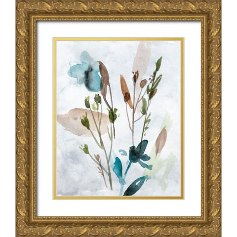 Watercolor Wildflowers IV Gold Ornate Wood Framed Art Print with Double Matting by Wang, Melissa