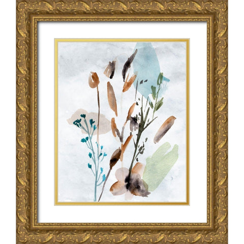 Watercolor Wildflowers V Gold Ornate Wood Framed Art Print with Double Matting by Wang, Melissa