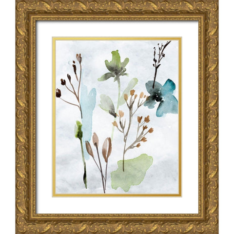 Watercolor Wildflowers VI Gold Ornate Wood Framed Art Print with Double Matting by Wang, Melissa