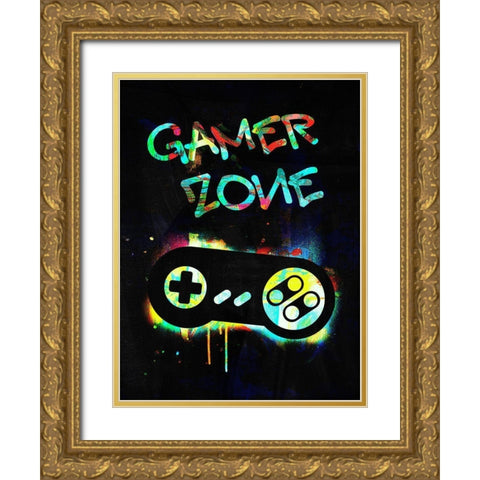 Gamer Tag IV Gold Ornate Wood Framed Art Print with Double Matting by Barnes, Victoria