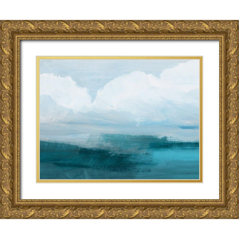 Azure Rising I Gold Ornate Wood Framed Art Print with Double Matting by Barnes, Victoria