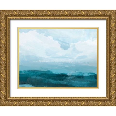 Azure Rising III Gold Ornate Wood Framed Art Print with Double Matting by Barnes, Victoria