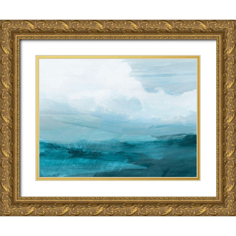 Azure Rising IV Gold Ornate Wood Framed Art Print with Double Matting by Barnes, Victoria