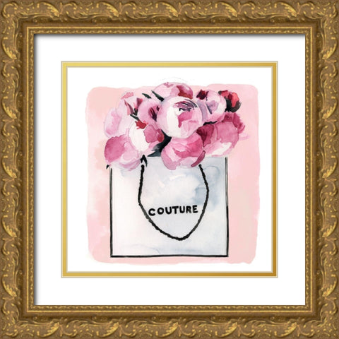 Peonies in Couture II Gold Ornate Wood Framed Art Print with Double Matting by Parker, Jennifer Paxton
