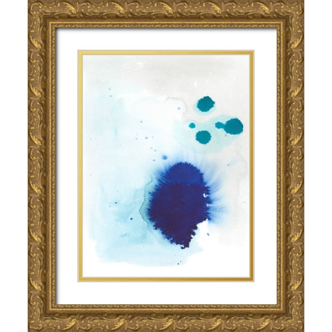 Spare Blue I Gold Ornate Wood Framed Art Print with Double Matting by Fuchs, Jodi