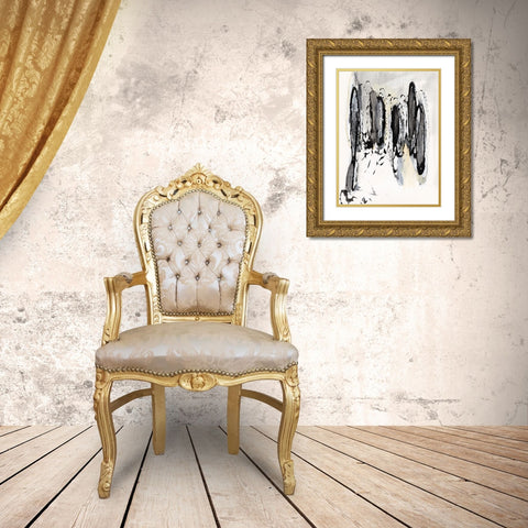 Grey Scribbles I Gold Ornate Wood Framed Art Print with Double Matting by Fuchs, Jodi