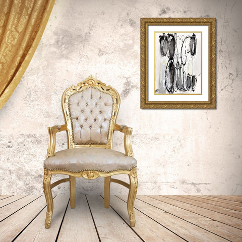 Grey Scribbles II Gold Ornate Wood Framed Art Print with Double Matting by Fuchs, Jodi