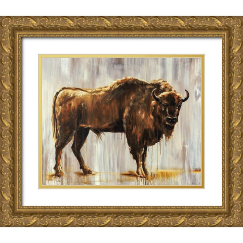 Bison Gold Ornate Wood Framed Art Print with Double Matting by Edmunds, Sydney