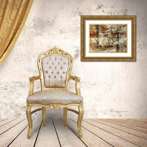 Brick Wall Gold Ornate Wood Framed Art Print with Double Matting by Henry, Alexys