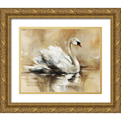 Swan Lake Gold Ornate Wood Framed Art Print with Double Matting by Edmunds, Sydney