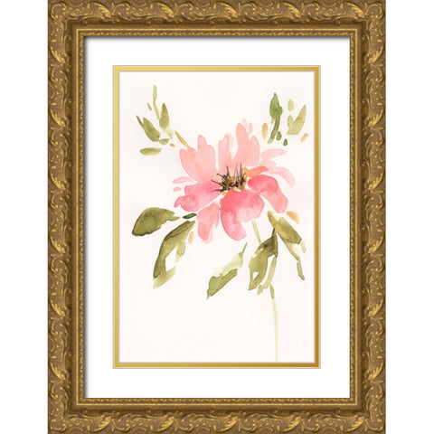 One Pink Bloom II Gold Ornate Wood Framed Art Print with Double Matting by Moore, Regina