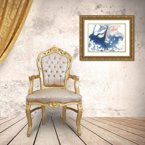 Dancing Blue I Gold Ornate Wood Framed Art Print with Double Matting by Bramma, Lila