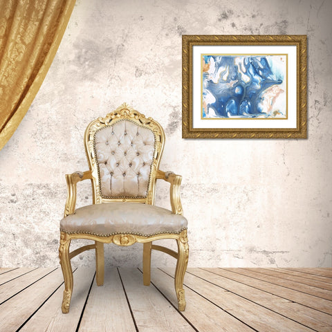 Dancing Blue II Gold Ornate Wood Framed Art Print with Double Matting by Bramma, Lila