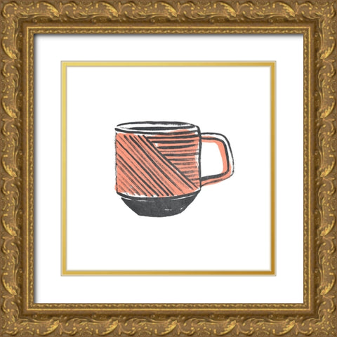 Coffee Kitsch I Gold Ornate Wood Framed Art Print with Double Matting by Vess, June Erica