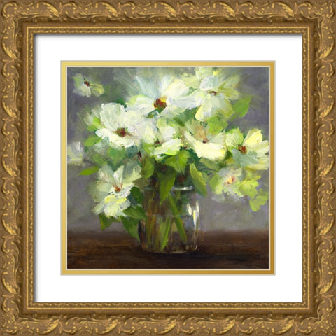 Nasturtiums II Gold Ornate Wood Framed Art Print with Double Matting by Finch, Sheila