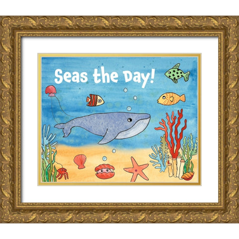 Cute Sea Creatures II Gold Ornate Wood Framed Art Print with Double Matting by Longley, Alicia