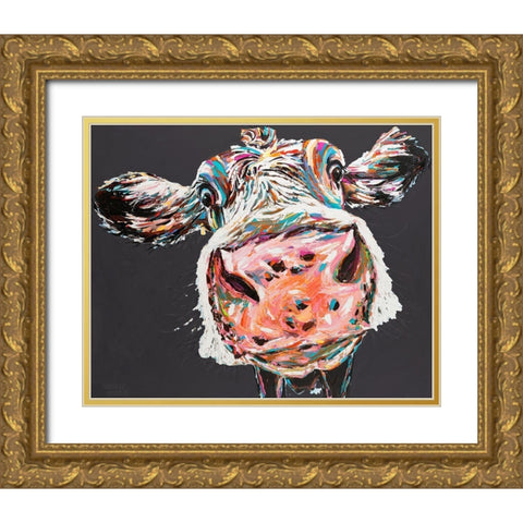 Custom Funny Cow I Gold Ornate Wood Framed Art Print with Double Matting by Vitaletti, Carolee
