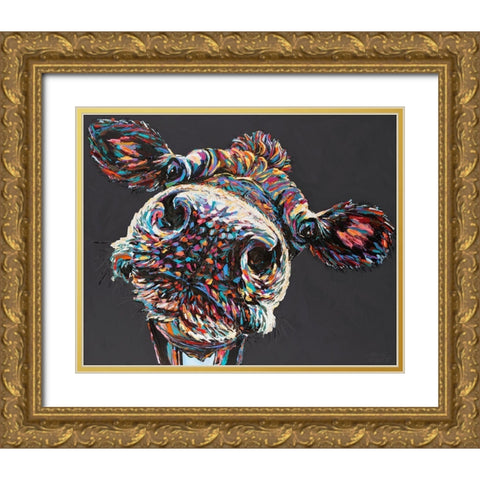 Custom Funny Cow II Gold Ornate Wood Framed Art Print with Double Matting by Vitaletti, Carolee