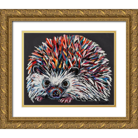 Custom Colorful Hedgehog I Gold Ornate Wood Framed Art Print with Double Matting by Vitaletti, Carolee