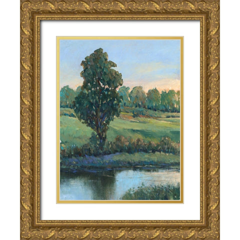 Tree by the Riverbank II Gold Ornate Wood Framed Art Print with Double Matting by OToole, Tim