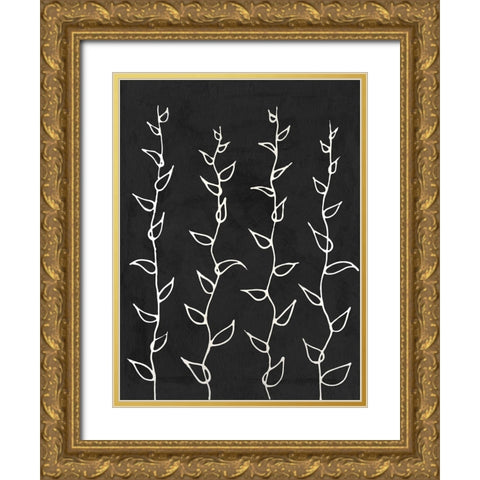 Ivory Vines I Gold Ornate Wood Framed Art Print with Double Matting by Willett, Michael