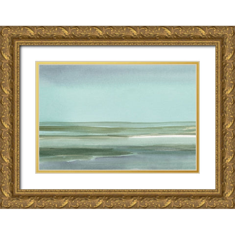 Aqua Reflections I Gold Ornate Wood Framed Art Print with Double Matting by Harper, Ethan