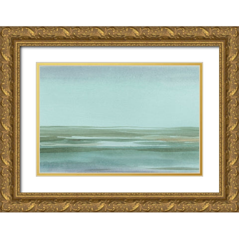 Aqua Reflections II Gold Ornate Wood Framed Art Print with Double Matting by Harper, Ethan