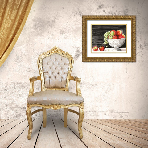 Watercolor Fruit Bowl I Gold Ornate Wood Framed Art Print with Double Matting by Longley, Alicia