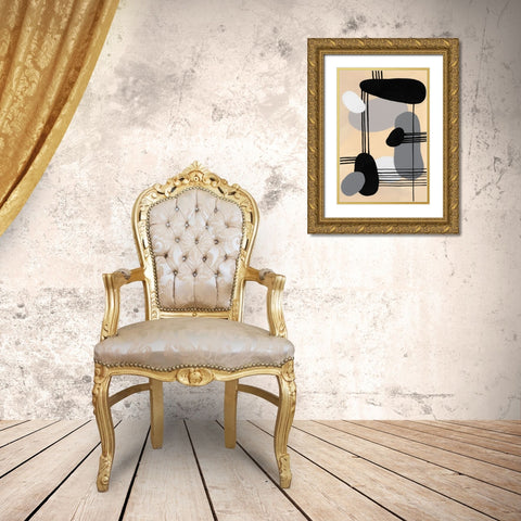 Interconnected Shapes II Gold Ornate Wood Framed Art Print with Double Matting by Moore, Regina