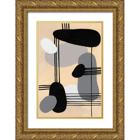 Interconnected Shapes II Gold Ornate Wood Framed Art Print with Double Matting by Moore, Regina
