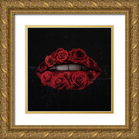 Glam Kiss I Gold Ornate Wood Framed Art Print with Double Matting by Barnes, Victoria