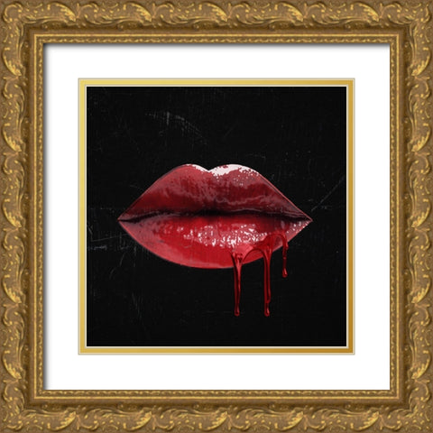 Glam Kiss II Gold Ornate Wood Framed Art Print with Double Matting by Barnes, Victoria