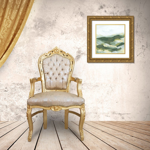 Green Rolling Hills II Gold Ornate Wood Framed Art Print with Double Matting by Vess, June Erica