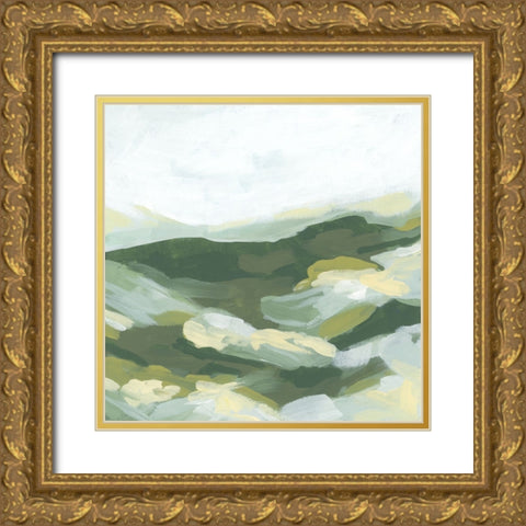Green Rolling Hills II Gold Ornate Wood Framed Art Print with Double Matting by Vess, June Erica
