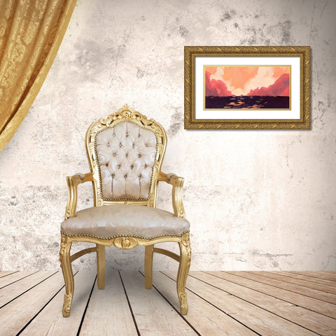 Pink Rock Coast II Gold Ornate Wood Framed Art Print with Double Matting by Green, Jacob